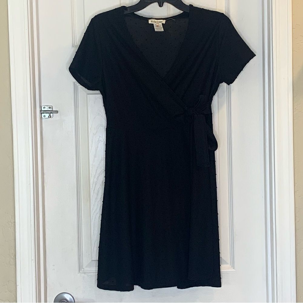 Rolla Coster Black Wrap Dress Eyelet Pattern Size Large